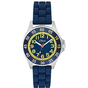 s.Oliver Horloge Jongens Kinderen Quartz horloge Analoog, met Silicone Armband, Blauw, 3 bar Wasserdicht, Wordt geleverd in een Watches Gift Box, 2033506