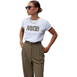 Trendyol Vrouwen Regular Basic T-shirt met ronde hals, Kleur: wit, L