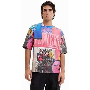 Desigual Men's TS_Jonathan 9021 Multicolor Fuchsia T-shirt, Materiaal Finishes, XL, Materiaal afwerking., XL