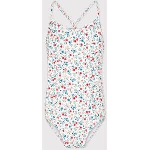 Petit Bateau Eendelig badpak voor meisjes, wit/multico, 10 Jaar