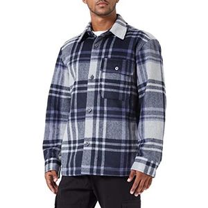 TOM TAILOR Denim Uomini Overshirt jas met ruitpatroon 1032438, 30497 - Blue Cream Check, L