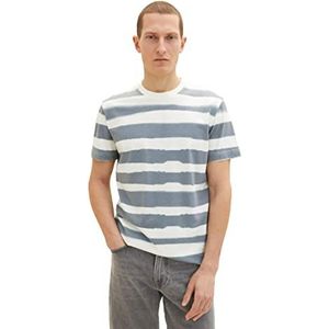 TOM TAILOR Uomini T-shirt 1035557, 31510 - Water Navy Stripes Beige Base, XXL