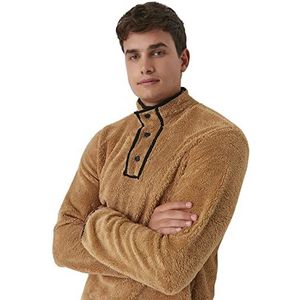 Trendyol Heren Herenkleding Regular Basic Gebreide Sweatshirt met opstaande kraag, Bruin, M