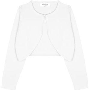 Bolerose Meisjes Lang Mouw Sprankelend Vest kinder Kinderen Bolero Shrug (Wit, 13-14 jaar)