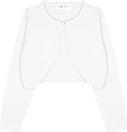 Bolerose Meisjes Lang Mouw Sprankelend Vest kinder Kinderen Bolero Shrug (Wit, 13-14 jaar)