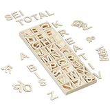 Relaxdays houten letters alfabet, 162-delige set, hoofdletters A-Z, &-teken, 3 cm, decoratieletters knutselen, natuur