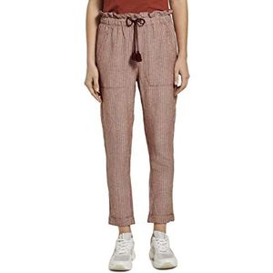 TOM TAILOR Dames Loose fit broek van linnenmix 1019431, 24113 - Brown White Vertical Stripe, 34