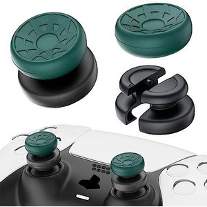 PlayRealm No Falling Off duimstickverlenging en siliconen greepafdekking, 2 sets voor PS5 en PS4-controller (Turbo Green)