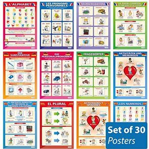 Modern Languages Posters - Set van 30 | Language Learning Posters | Glanzend papier van 850mm x 594mm (A1) | Tweede taal Grafieken voor de Klas | Education Charts by Daydream Education