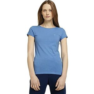 TOM TAILOR Denim Dames T-shirt van biologisch katoen 1026452, 23152 - Fresh Mid Blue, XL