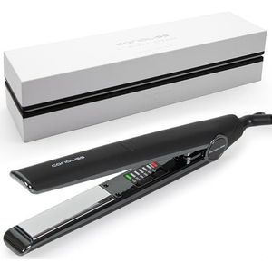 Corioliss C1 | Titanium technologie en platen voor fijn haar | Professionele stijltang met temperatuurregeling (Black Soft Touch Chrome)