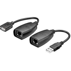 Goobay 93321 USB naar RJ45 bus verlenging/USB naar CAT adapter overbrugt afstanden tot 40 m/max. 12 Mbits Ethernet adapterkabel/zwart