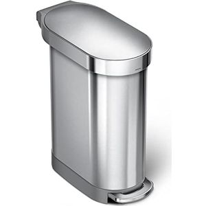 Simplehuman Afvalemmer, Roestvrij Staal, Zilver, 45L