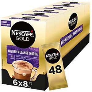 Nescafé Gold Wiener Melange Mocha oploskoffie - 6 doosjes à 8 zakjes