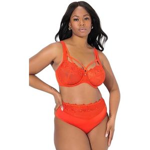Ulla Popken Truyou beugelbeha, transparante kant, cup C-F beha, oranjerood, 90G