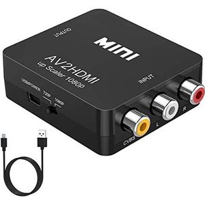 RCA naar HDMI Converter, 1080P MINI Video Audio Converter, AV naar HDMI compatibel PAL/NTSC voor TV PC PS3 PS2 STB Xbox VHS VCR Blue-Ray DVD Wii