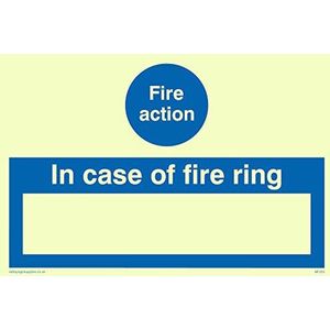 Viking Signs MF323-A6L-PV ""Fire Action In Case Of Fire Ring"" Sign, Sticker, Foto luminescent, 100 mm H x 150 mm W