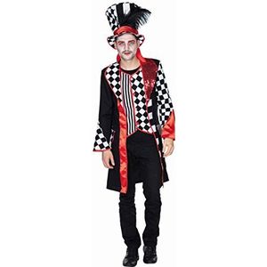 PartyXPeople Pierrot mantel kostuum I Gr. 50-58 I Inclusief ingenaaid vest, opgestikte zaklussen en grendel aan de achterkant I Rode pailletten trim op de kraag