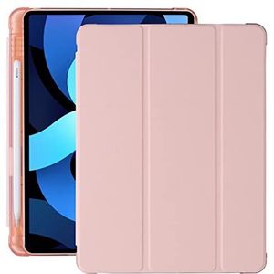 Hoes voor iPad 10,2 inch 9e/8e generatie (modellen 2021/2020/2019) met penhouder, zachte TPU hoes met doorzichtige achterkant, roze