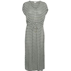 KAFFE Dames Maxi Summer Dress Sundress Wing Sleeves Casual, Groen/Chalk Graphic Print, 42