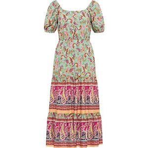 COBIE Midi-jurk voor dames, met paisley-print, lichtgroen, meerkleurig, L