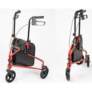 NRS Healthcare - Déambulateur - Rood - 3 Wielen - Staal