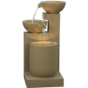 Dehner Tuinfontein Samson, vorstbestendig, fontein voor buiten, met LED-verlichting, ca. 100 x 54,5 x 54,5 cm, polyresin, bruin