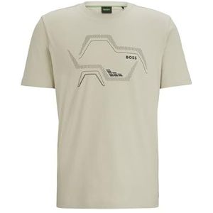 BOSS Heren Tee 3 T-shirt van katoen-jersey met ronde hals en seizoensgebonden artwork, Lichtbeige271, M