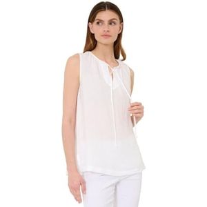 BRAX Damesstijl Vita mouwloze linnen blouse met kleine sierbandjes bij de hals blouse, wit, 40