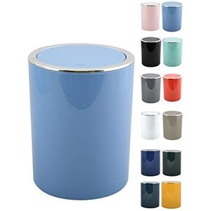 MSV Bad Serie Aspen Design cosmetica-emmer badkamer pedaalemmer met kanteldeksel afvalbak met kanteldeksel 6 liter (diameter x h): ca. 18,5 x 26 cm pastelblauw