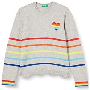 United Colors of Benetton Jersey G/C M/L 127BH100E trui, grijs met gekleurde strepen 922, YS voor meisjes