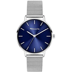 Tamaris Horloge, zilver/donkerblauw, 36 mm, modern
