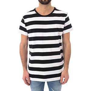 Urban Classics T-shirt voor heren met blokstreep, zwart/wit, XXL