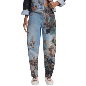 Desigual - Getaperde Jeans - Multicolor - Lang - Renaissance Fresco-Stijl