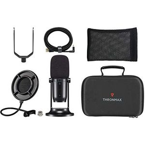 Thronmax Mdrill One (M2KIT) condensatormicrofoon, set (zwart) voor professionele HD-opnames (48 kHz) in studiokwaliteit bij podcast, streamen, chat, gameplay, Youtube, enz.