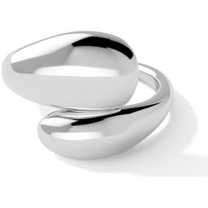 Jean & Len Lui Ring, vrij van nikkel, lood en cadmium, 316L hoogwaardig roestvrij staal, opvallend en open ontwerp voor eenvoudige maatverstelling, zilveren ring voor dames, Roestvrij staal, Geen
