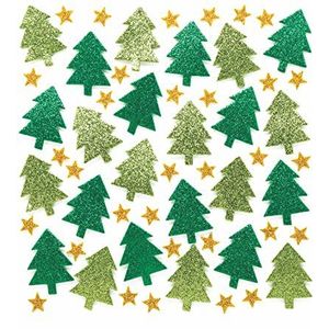 Baker Ross AR713 glinsterende sticker ""kerstboom"" voor kinderen – voor Kerstmis knutselwerk en decoraties (100 stuks),gesorteerd