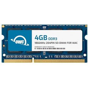 OWC OWC1867DDR3S4 GB DDR3 geheugenmodule, 4 GB, 1 x 4 GB, DDR3, 1867 MHz, 204 pin zwart blauw, goudkleuren
