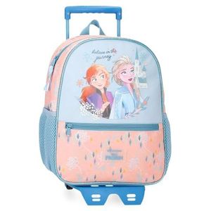 Disney Joumma Bags, Frozen Believe in the Journey, kinderrugzak, schoolrugzak, van polyester, brede en verstelbare bandjes, meerdere zakken en vakken., Blauw, Rugzak 33 + trolley