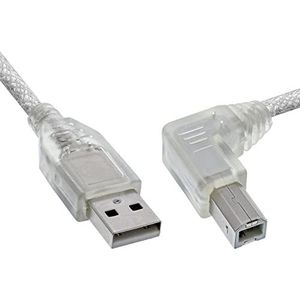 USB naar USB-B haaks kabel - USB2.0 - tot 2A / transparant - 3 meter