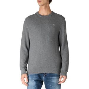GANT Katoen Micro Textured C-hals, dark grey melange, L