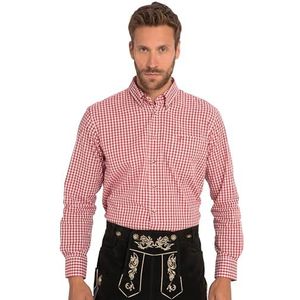 JP 1880 Heren grote maten Menswear L-8XL geruit hemd klederdracht-lange mouwen, buttondown-kraag, modern fit, tot 8 XL 748509, lichtrood, 3XL