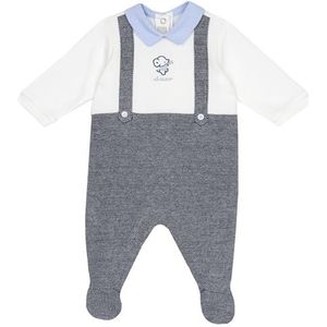 Chicco Romper met patchgat van katoen, geschikt voor het herfstseizoen, pyjama voor jongens en meisjes, uniseks, Grijs, 9 Maanden