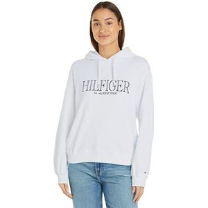Tommy Hilfiger Vrouwen Reg MDN Hilfiger Hoodie Sweatshirts, Th Optic Wit, XS