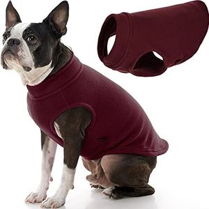 Gooby - Stretch fleece vest, pullover fleece vest jas trui voor honden, bordeaux, groot