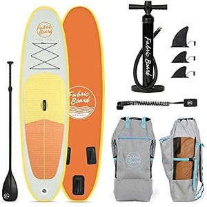 FabricBoard 10'x30""x6"" Opblaasbare Stand Up Paddle Board, Doble Layer Fusion Technology 22lbs (20% Lichter), Alle accessoires inbegrepen. (Orange & Yellow)