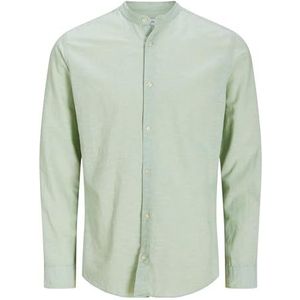 Jjebreeze Linen Ble Band Shirt Ls Sn Pls - Plus Size, Iceberg Green., 7XL