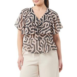 faina Damesblouse 19527015, zwart beige, XL, zwart beige, XL