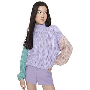 Trendyol Coltrui voor dames Colorblock Regular Sweater Sweater, Lila, L, Lila, L
