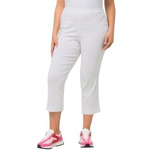 Ulla Popken dames, elastische tailleband, stretch bengalinbroek, kuitlang, sneeuwwit, 42W / 32L